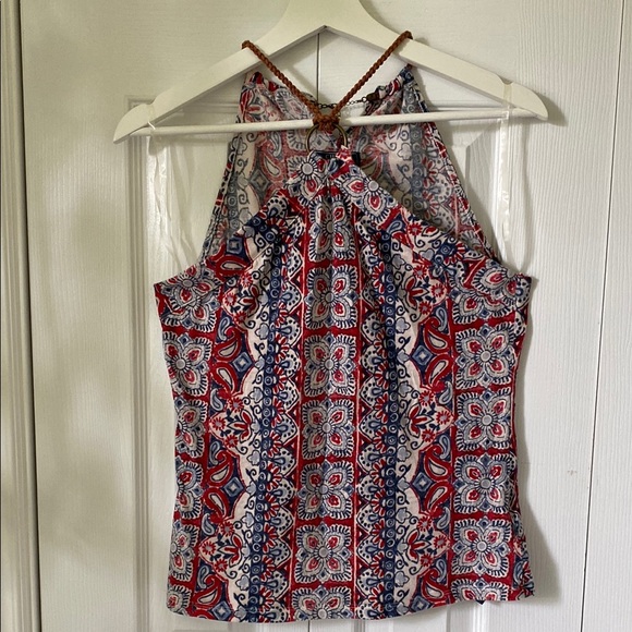 Chaps Tops - Ralph Lauren CHAPS Denim Bandana print brass ring halter top 100% cotton Size M